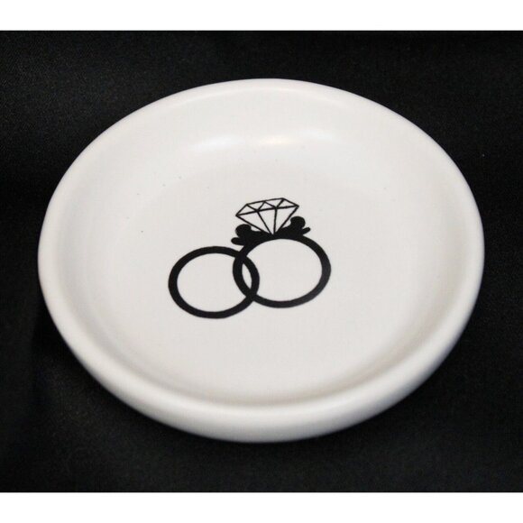 Small Mini Trinket Dishes Wedding Rings I DO Happily Ever After Pink White - Picture 8 of 9